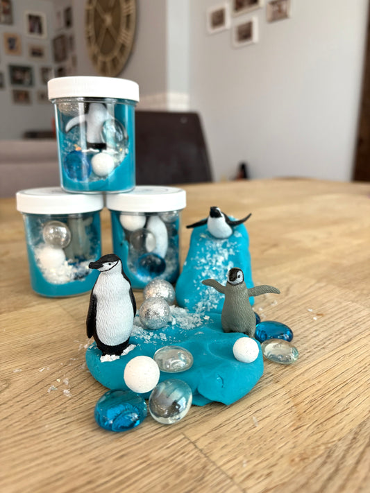 Penguin Playdough Jars